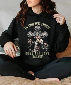 Cross and the man holding gun in god we trust guns are just backup shirt, hoodie, sweater, long sleeve and tank top Cross and the man holding gun in god we trust guns are just backup shirt