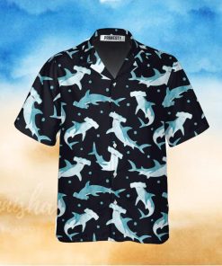 Cute Hammerhead Shark And Blue Dot Pattern Shark Shirts For Men Shark Tropical Hawaiian Shirt