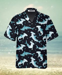 Cute Hammerhead Shark And Blue Dot Pattern Shark Shirts For Men Shark Tropical Hawaiian Shirt