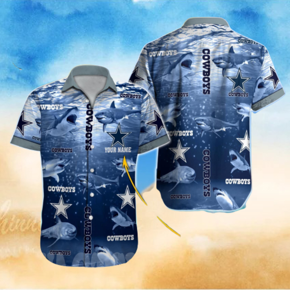 NFL Dallas Cowboys Custom Name American Flag Short Sleeve Hawaiian Shirt  And Short