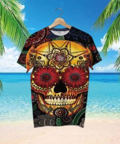 Day Of The Dead Sugar Skull Hawaiian Shirt  3D Printed Graphic Tees