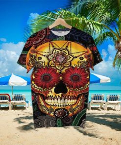 Day Of The Dead Sugar Skull Hawaiian Shirt 3D Printed Graphic Tees