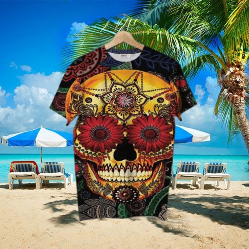 Day Of The Dead Sugar Skull Hawaiian Shirt  3D Printed Graphic Tees