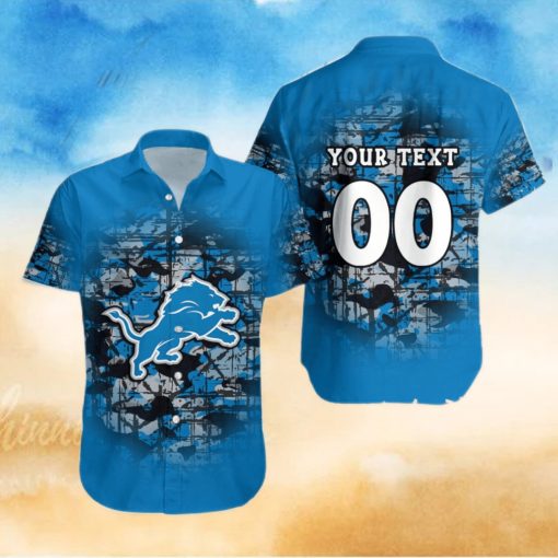 Detroit Lions NFL Camouflage Vintage Custom Name And Number Summer Gift For Fans Hawaiian Shirt