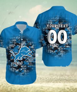 Detroit Lions NFL Camouflage Vintage Custom Name And Number Summer Gift For Fans Hawaiian Shirt