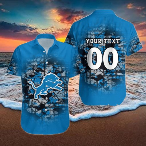 Detroit Lions NFL Camouflage Vintage Custom Name And Number Summer Gift For Fans Hawaiian Shirt