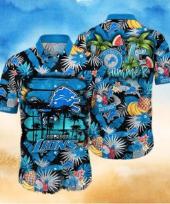 Detroit Lions NFL Flower 3D Full Printed Hawaiian Shirt