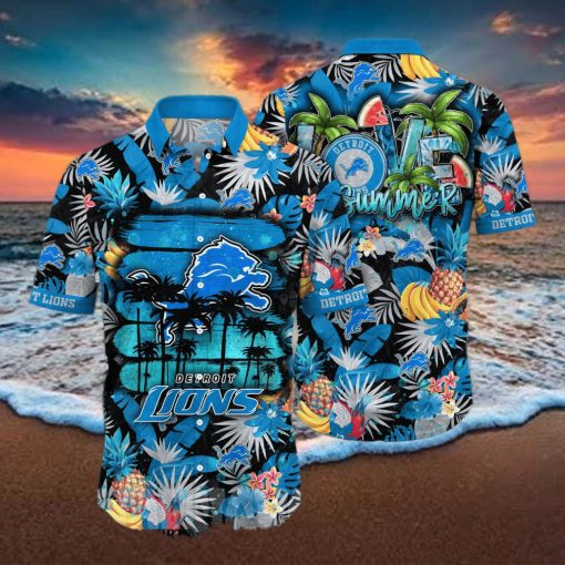 Detroit Lions NFL Flower 3D Full Printed Hawaiian Shirt