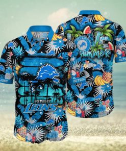 Detroit Lions NFL Flower 3D Full Printed Hawaiian Shirt