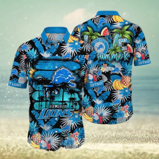 Detroit Lions NFL Flower 3D Full Printed Hawaiian Shirt