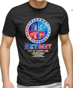 Detroit Tigers Detroit Lions Detroit Pistons Detroit Red Wings 2023  Champions logo shirt