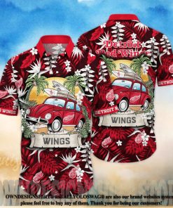 Detroit Red Wings NHL Floral 3D Full Printed Hawaiian Shirt