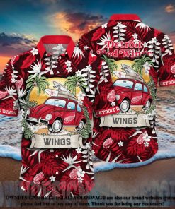 Detroit Red Wings NHL Floral 3D Full Printed Hawaiian Shirt