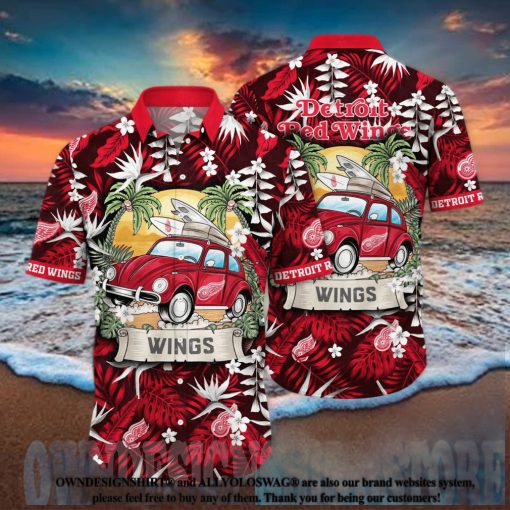 Detroit Red Wings NHL Floral 3D Full Printed Hawaiian Shirt