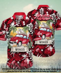 Detroit Red Wings NHL Floral 3D Full Printed Hawaiian Shirt