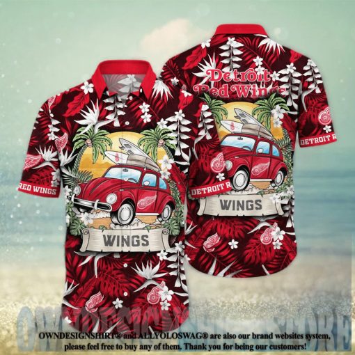 Detroit Red Wings NHL Floral 3D Full Printed Hawaiian Shirt