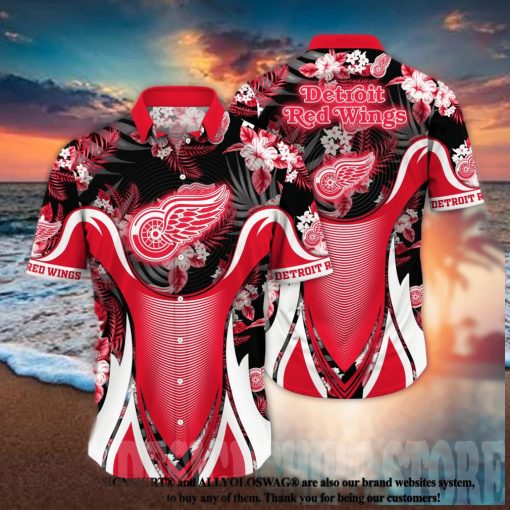 Detroit Red Wings NHL Floral All Over Print Hawaiian Shirt