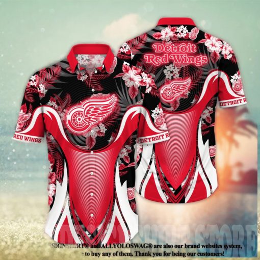 Detroit Red Wings NHL Floral All Over Print Hawaiian Shirt