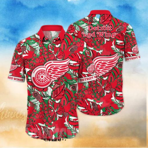 Detroit Red Wings NHL Floral Full Print 3D Hawaiian Shirt