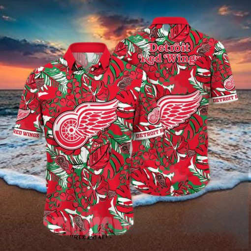 Detroit Red Wings NHL Floral Full Print 3D Hawaiian Shirt