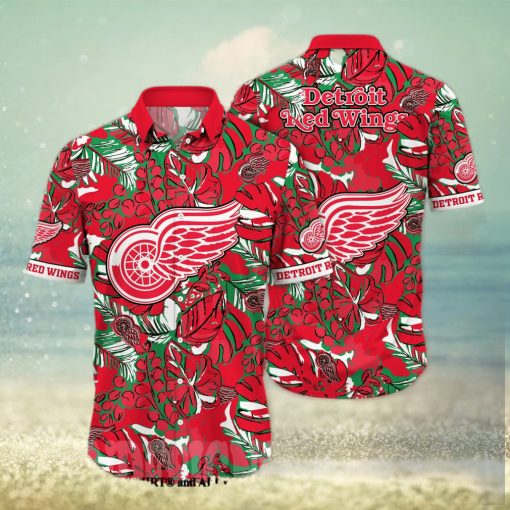 Detroit Red Wings NHL Floral Full Print 3D Hawaiian Shirt