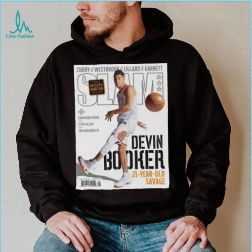 Devin Booker Phoenix Sun Slam Cover Tee Shirt NBA