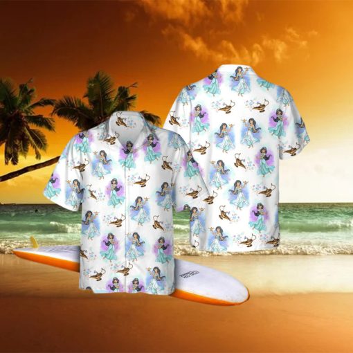 Disney Jasmine Aladdin Genie Lamp Summer an Disney Princess Hawaiian Shirt