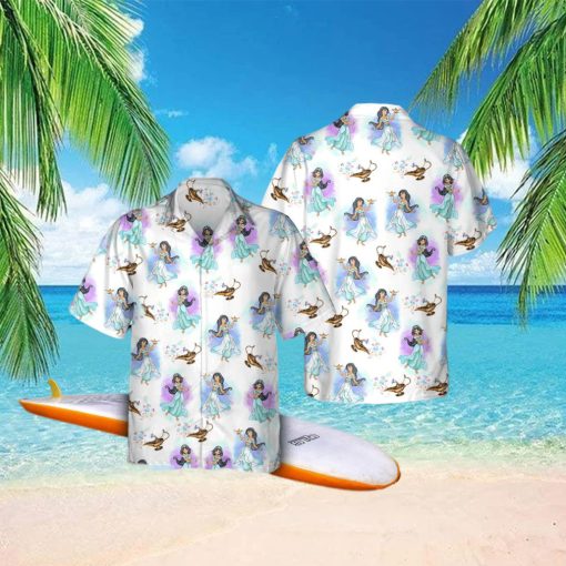 Disney Jasmine Aladdin Genie Lamp Summer an Disney Princess Hawaiian Shirt