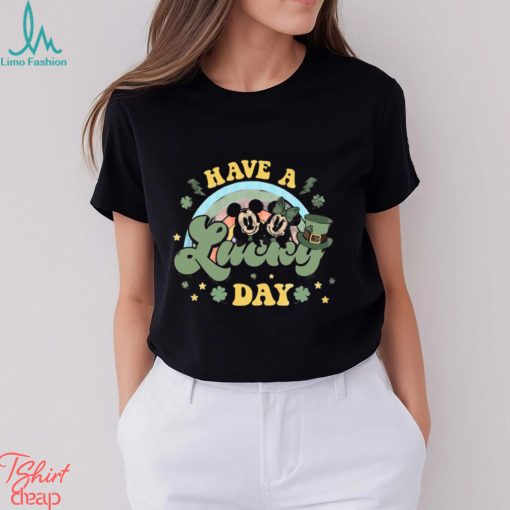 Disney Mickey Minnie Mouse Rainbow Have A Lucky Day St. Patricks Day T Shirt