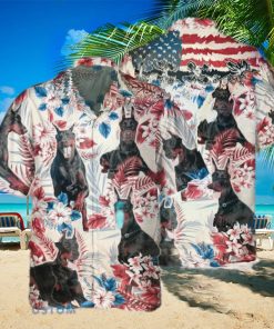 Doberman Pinscher Dog United States Flag With Flowers Hawaiian Shirt Aloha Shirt For Men Women