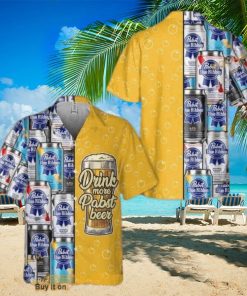 Drink More Pabst Blue Ribbon Beer Funny Hawaiian Shirt Practical Beach Gift