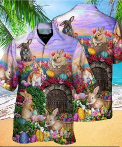 Easter Rabbit Chilling Landscape Watercolor Style Hawaiian Shirt