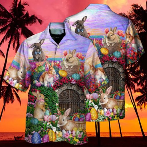 Easter Rabbit Chilling Landscape Watercolor Style Hawaiian Shirt