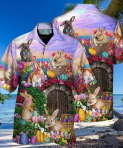 Easter Rabbit Chilling Landscape Watercolor Style Hawaiian Shirt