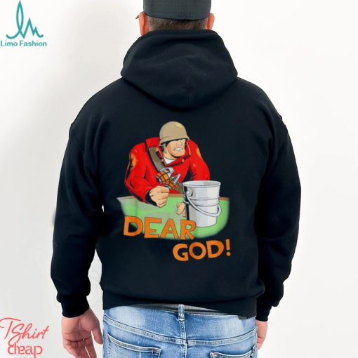 Emporium Red this is a bucket Dear God soldier shirt