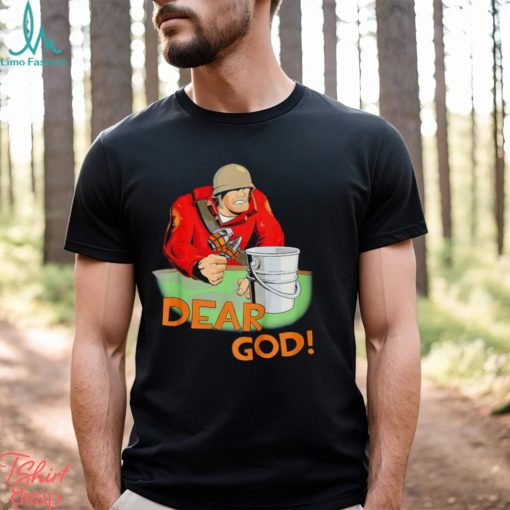 Emporium Red this is a bucket Dear God soldier shirt