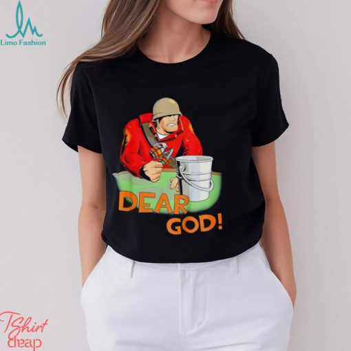 Emporium Red this is a bucket Dear God soldier shirt