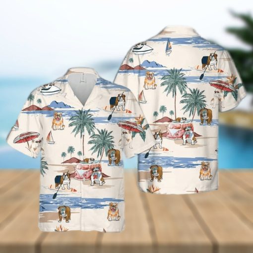 English Bulldog Beach Hawaiian Shirt