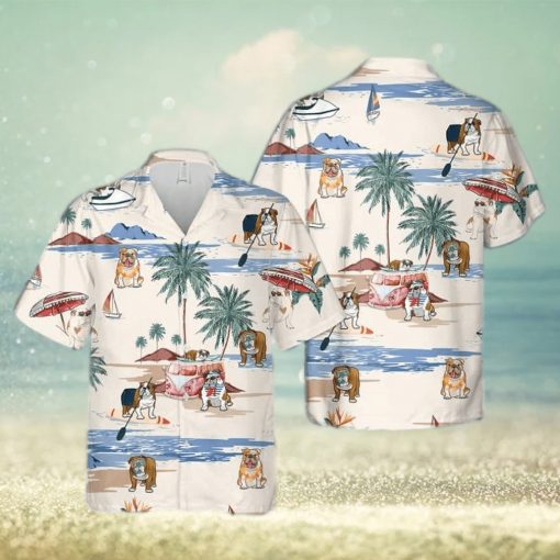 English Bulldog Beach Hawaiian Shirt