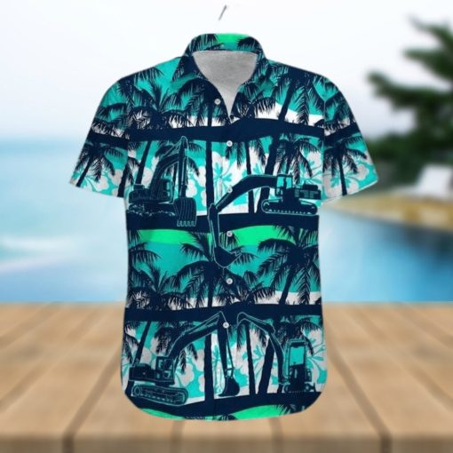 Excavator Green Coconut Beach Unisex Hawaiian Shirts