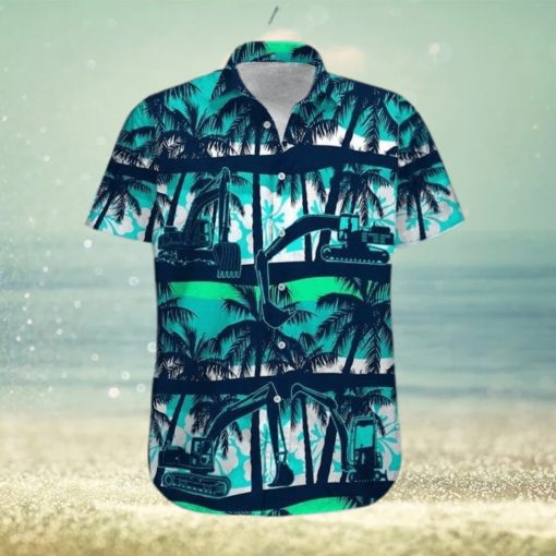 Excavator Green Coconut Beach Unisex Hawaiian Shirts