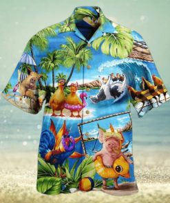 Farm Animals Stay Cool Duck Chicken Pig – Farmer Hawaiian Shirt