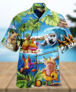 Farm Animals Stay Cool Duck Chicken Pig – Farmer Hawaiian Shirt