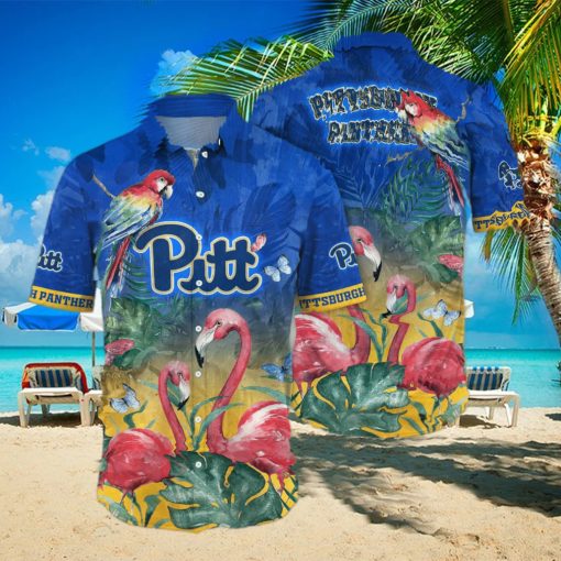 Flamingo Aloha NCAA Pitt Panthers Hawaiian Shirt Summer Beach Gift