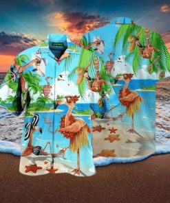 Flamingo Beach Day Flamingo Hawaiian T Shirt For Men Women Aloha Shirt Hawaiian Beach Short