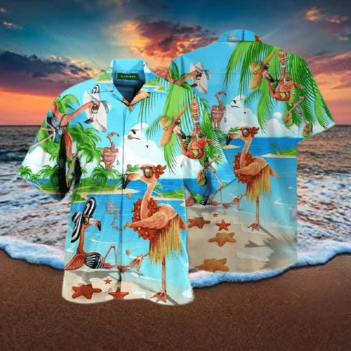 Flamingo Beach Day Flamingo Hawaiian T Shirt For Men Women  Aloha Shirt  Hawaiian Beach Short