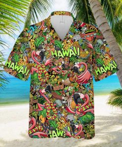 Flamingo Tropical Hawaiian Shirt for Men Women Tropical Pattern Hawaiian Shirt