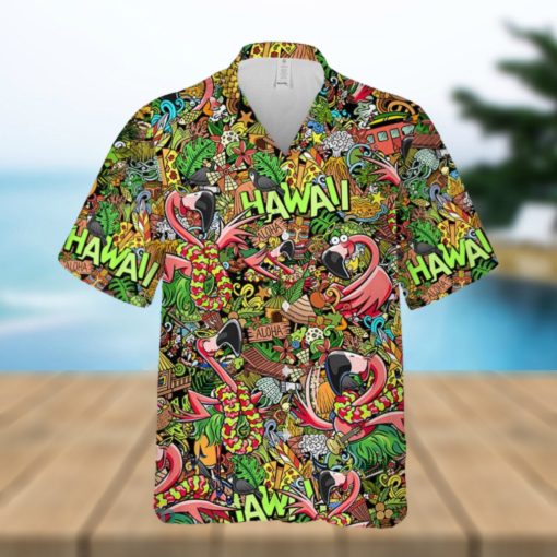 Flamingo Tropical Hawaiian Shirt for Men   Women  Tropical Pattern Hawaiian Shirt