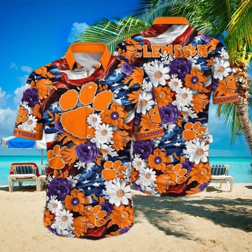 Floral Aloha NCAA Clemson Tigers Hawaiian Shirt Gift For Beach Lovers