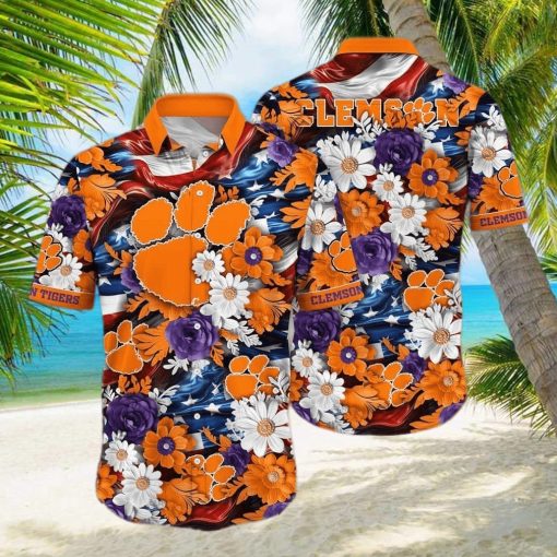 Floral Aloha NCAA Clemson Tigers Hawaiian Shirt Gift For Beach Lovers